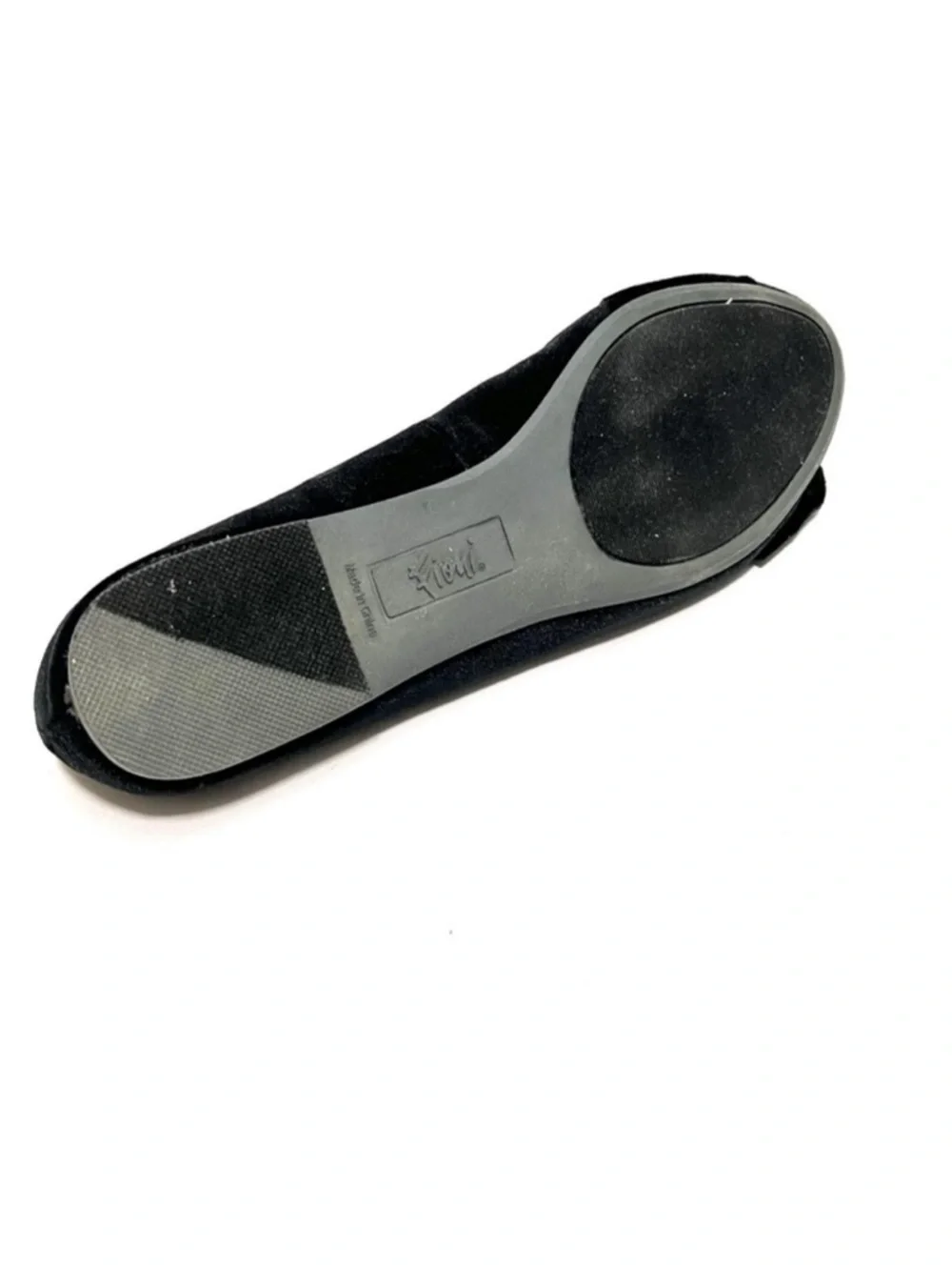 Vintage Y2K deadstock black velvet asymmetrical bow slip on ballet flats